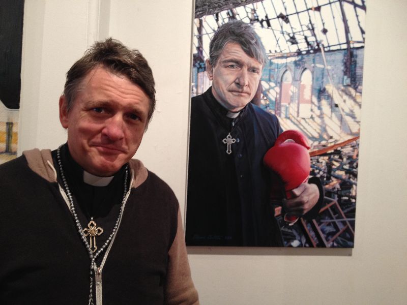 Father Dave's portrait submitted for the Archibald Prize